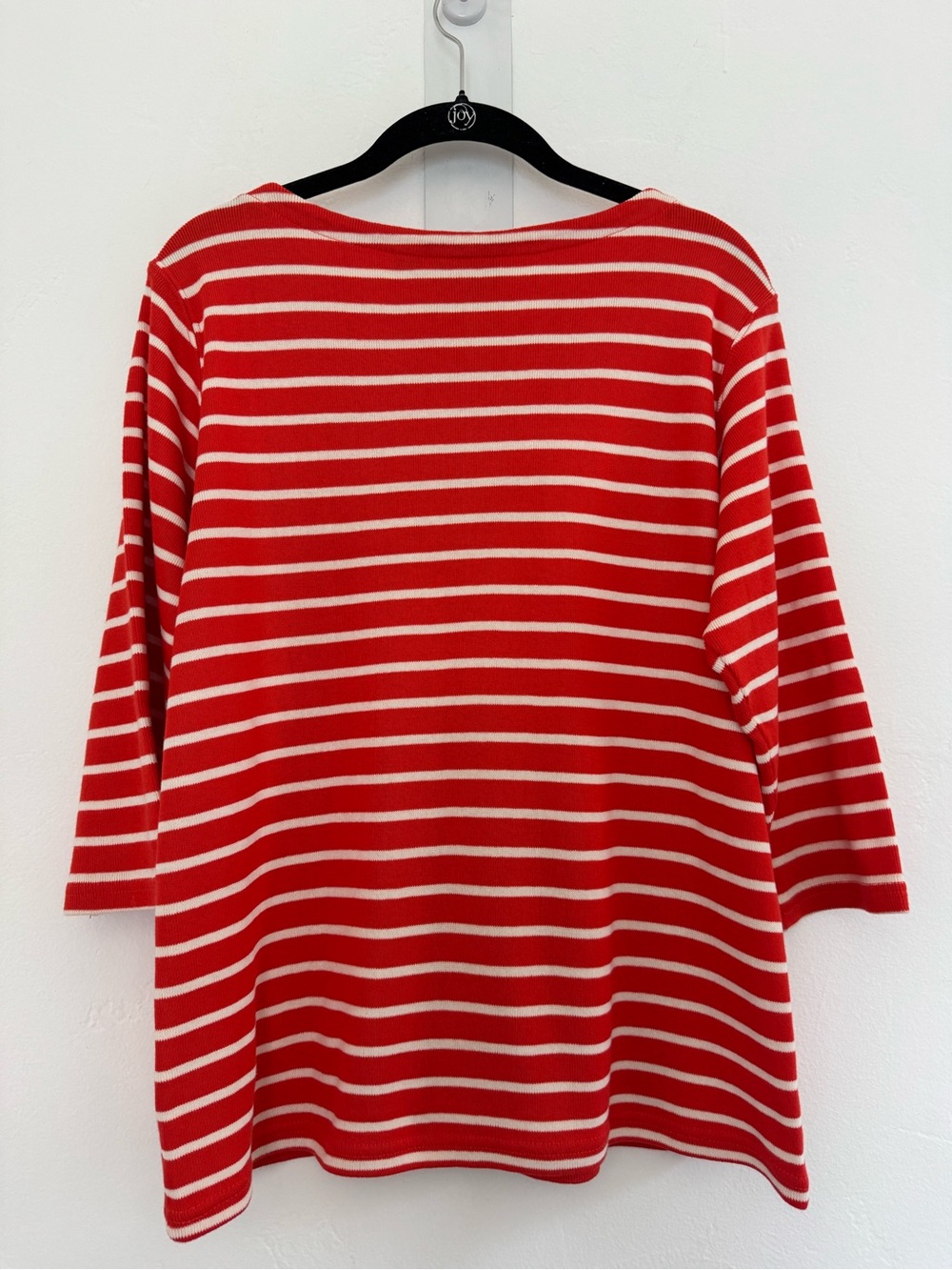 L.L. Bean Boat Neck French Sailor Ribbed Knit Pullover Top 3/4 Sleeve Orange - Picture 3 of 10